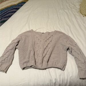 Free People V-Neck Cable Knit Sweater - Cream